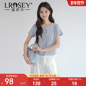 女装 韩系蕾丝下摆圆领小衫 2026夏装 蓝若水大码 新款 甜美风气质上衣