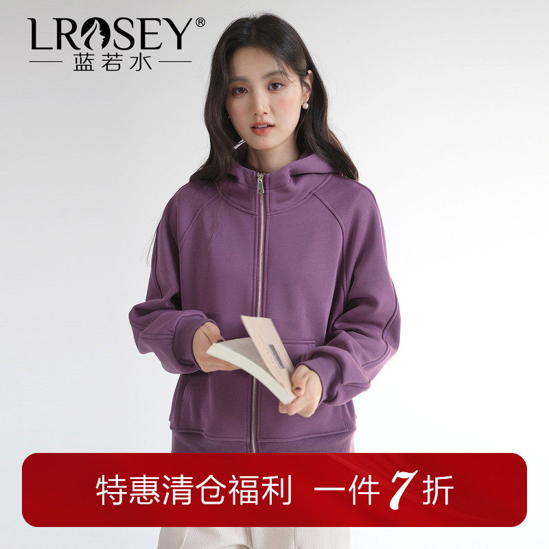 蓝若水大码立体剪裁连帽加绒外套胖mm春装新款百搭运动休闲上衣女