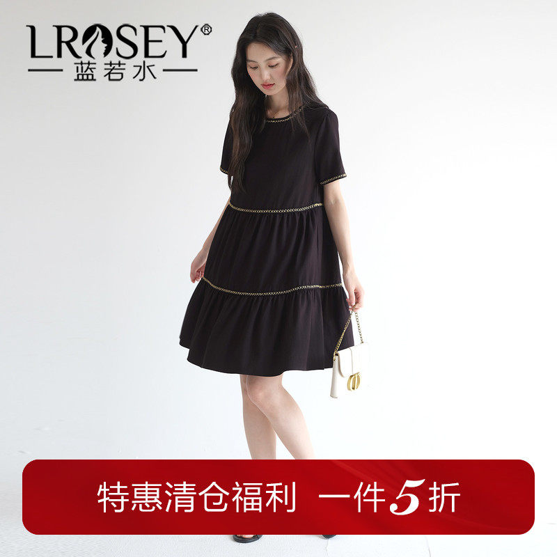 蓝若水时尚休闲宽松遮肚连衣裙图片