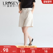 高腰显瘦直筒短裤 蓝若水大码 2026夏装 新款 胖MM百搭宽松休闲裤