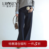 显瘦加绒直筒牛仔裤 蓝若水大码 女装 新款 高腰垂感复古牛仔长裤