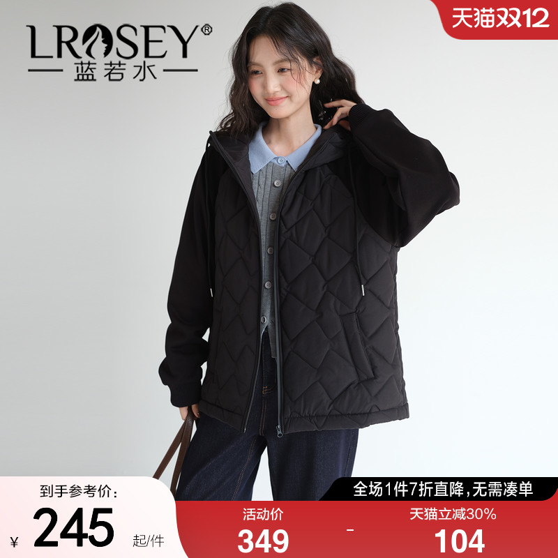 蓝若水设计感拼接保暖显瘦外套