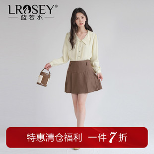 蓝若水大码女装高端法式翻领雪纺衫2026春装新款胖MM别致压褶上衣