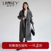 毛呢大衣胖mm冬装 双排扣V领外套 女装 高级感长款 清仓特惠 大码