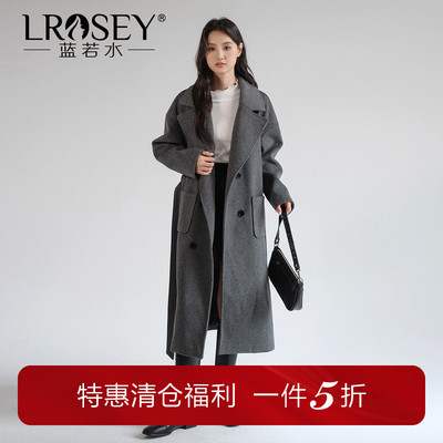 蓝若水高端阔型呢大衣宽松外套