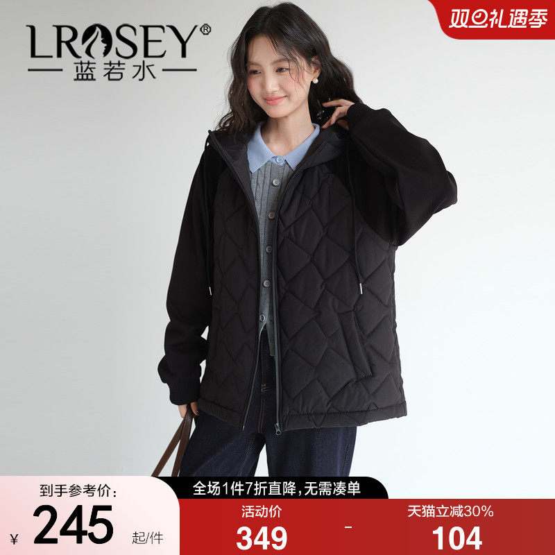 蓝若水设计感拼接保暖显瘦外套