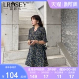 Летняя одежда, шифоновое платье, большой размер, свободный крой, V-образный вырез, цветочный принт, по фигуре, в западном стиле