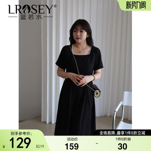 遮肚淑女气质显瘦雪纺连衣裙 新品 蓝若水大码 赫本小黑裙胖MM夏季