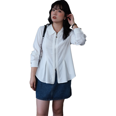 蓝若水薄外套双拉链修身显瘦上衣