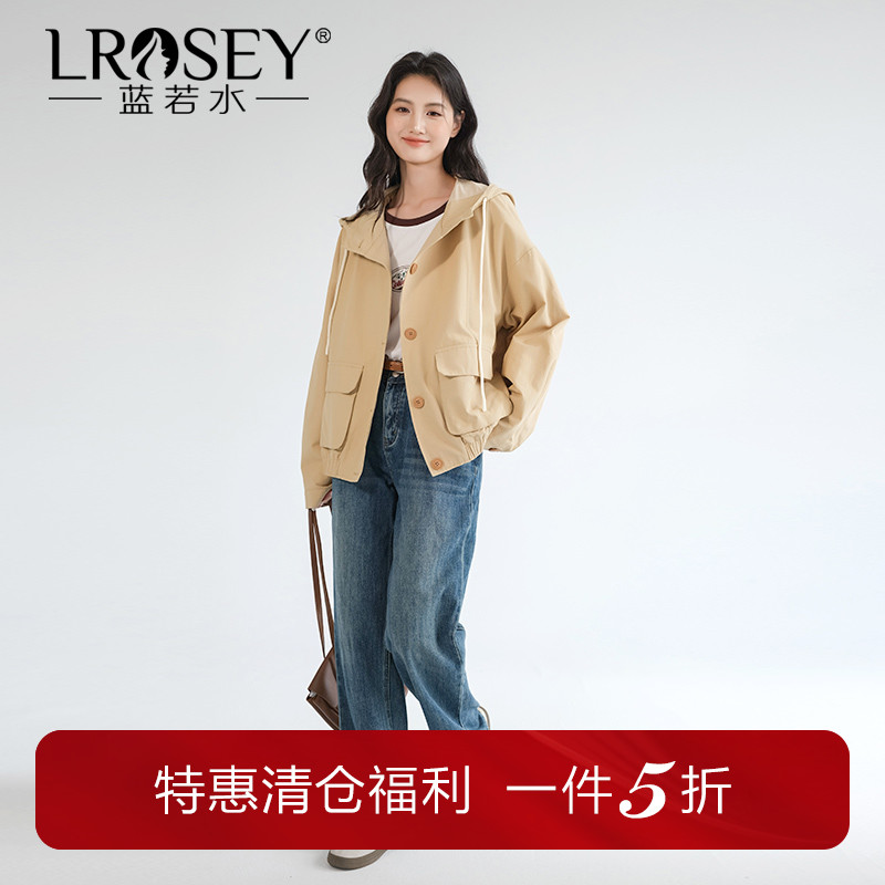 蓝若水连帽工装外套宽松显瘦夹克