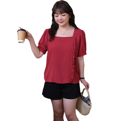 蓝若水复古气质小衫宽松遮肉上衣