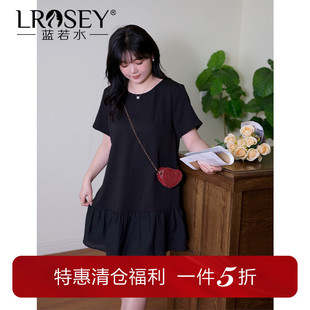 蓝若水大码 赫本风显瘦连衣裙 女装 简约梨形穿搭宽松中裙胖MM夏新品