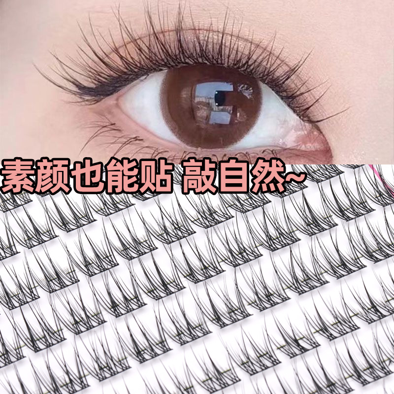 睫博士十排三鱼尾新手懒人单簇假睫毛仿真日常纯欲自然素颜分段式