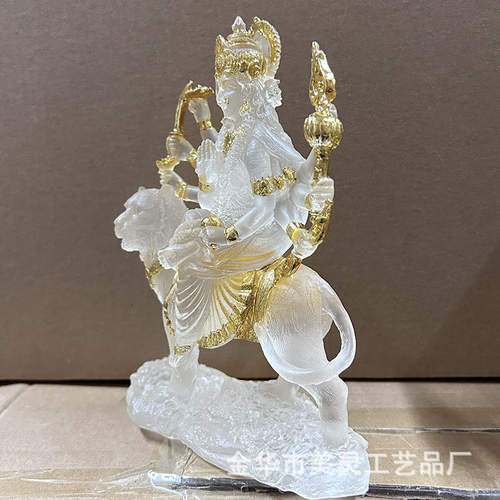 印度神像难近母杜尔迦Durga骑老虎狮子供奉树脂水琉璃摆件源头厂
