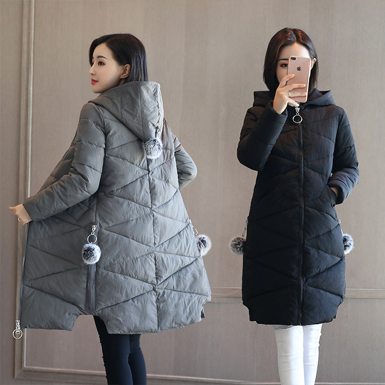 新款2025反季品保暖棉衣女中长款修身连帽毛球棉服女装加厚潮外套