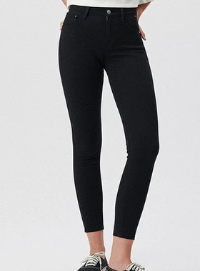 土耳其mavi高腰弹力修身深黑色牛仔裤女100328-35252
