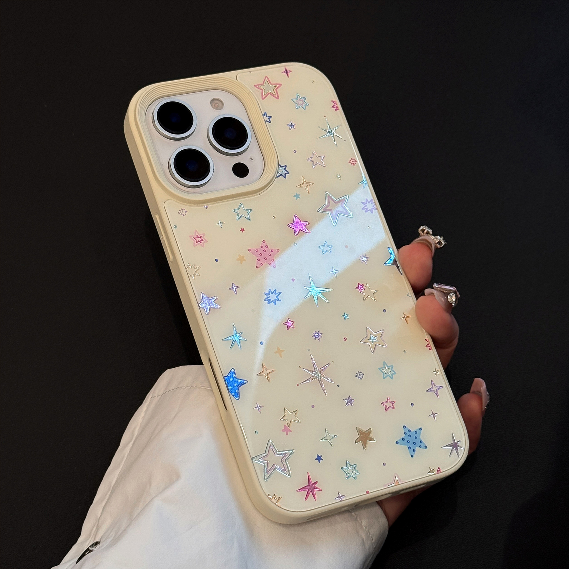 鎏金多彩星星苹果16手机壳适用iPhone16pro max小清新15防摔14/