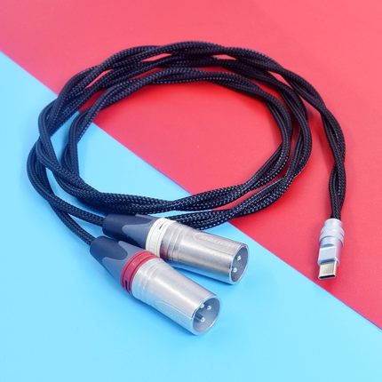 适用苹果LIghtning安卓华为手机Type c转xlr双卡侬平衡惠威音响线