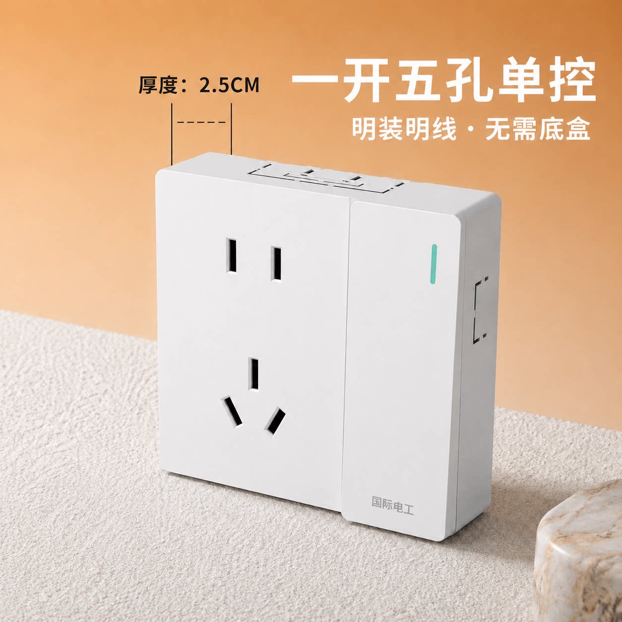 国际电工明装一开五孔单控插座图片
