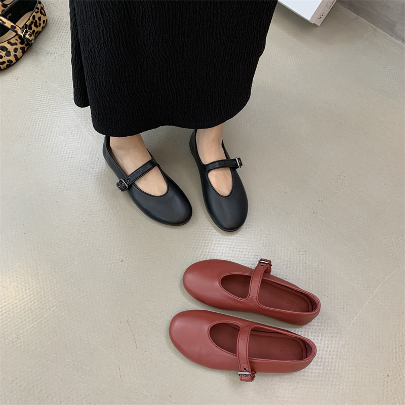 YC 25SS 平底浅口玛丽珍单鞋女浅口一字扣带法式奶奶鞋芭蕾舞鞋