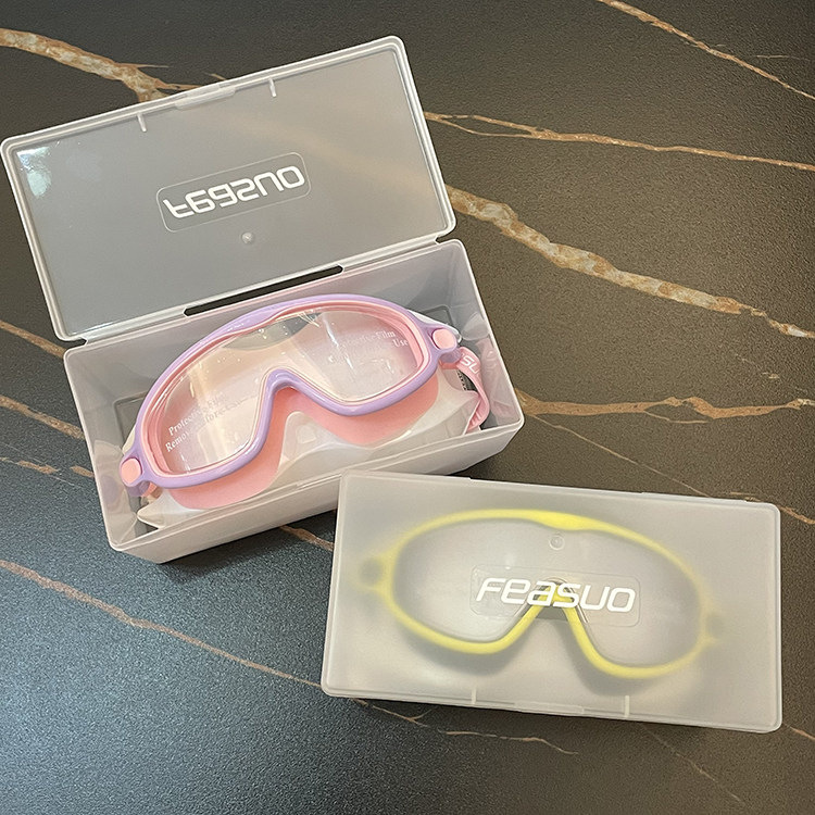 菲加索儿童高清防水防雾平光一体大框舒适休闲后背扣子游泳眼镜