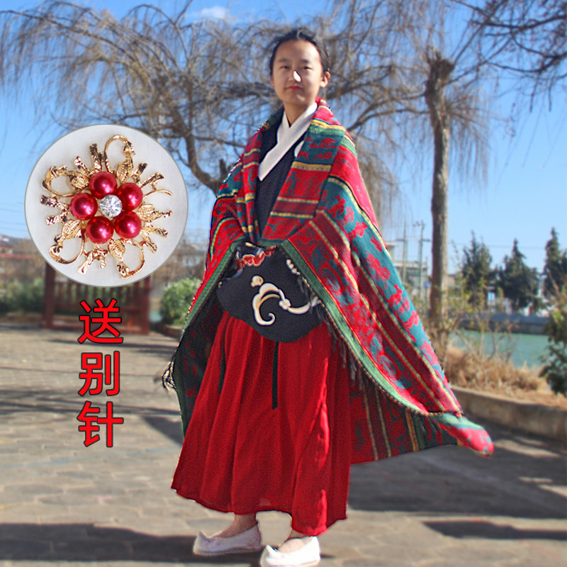 民族风围巾女加厚保暖秋冬季西藏丽江旅游大方巾空调外搭斗篷披肩