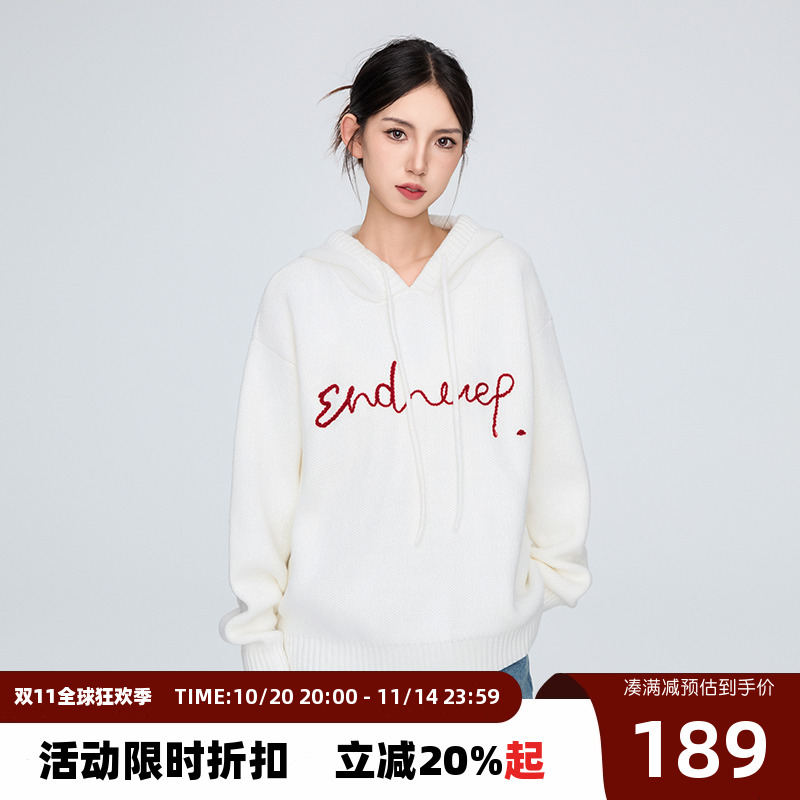【Endweep官方店】花体连帽毛衣