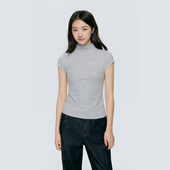 KSXN 显瘦透气百搭微弹打底上衣 修身 基础烫钻堆堆领短袖 T恤女夏季