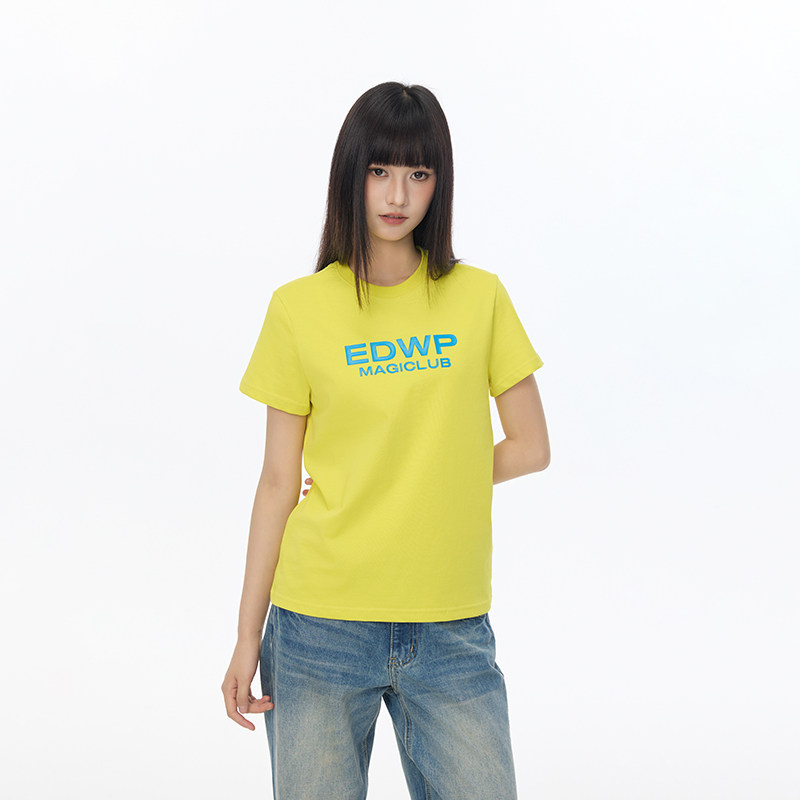 【Endweep官方店】字母撞色修身短袖T恤夏季女款简约百搭正肩上衣图片