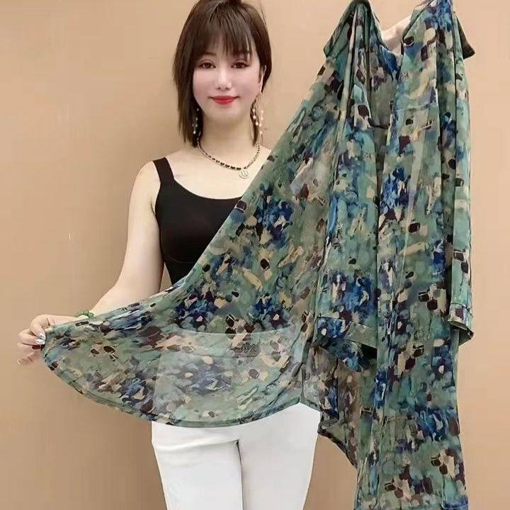 妈妈外搭开衫2023夏季新款高档防晒衣女外穿宽松遮肉中长款衬衣女