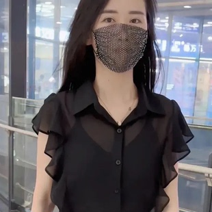 印花短袖衬衫女2025新款爆款夏季时尚洋气超仙碎花气质上衣女夏款