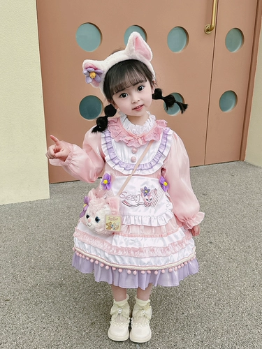 Детский наряд маленькой принцессы, осенний лонгслив, весенняя юбка на девочку, стиль Лолита