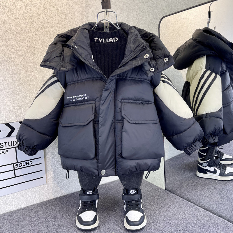 男童棉衣冬季2025新款宝宝韩版加绒棉服冬装儿童羽绒棉袄加厚外套