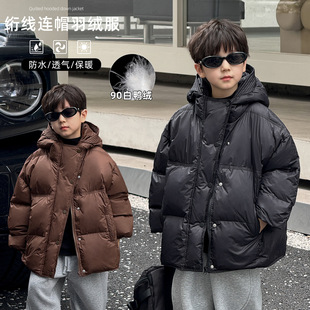 凡觅2024儿童冬款湖州织里童装韩版宝宝90白鸭绒连帽男童羽绒服潮
