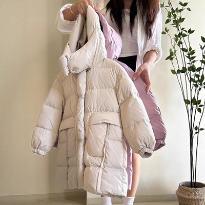 【95白鸭绒】高品质儿童加厚连帽羽绒服中长款男女童宽松版型抗寒