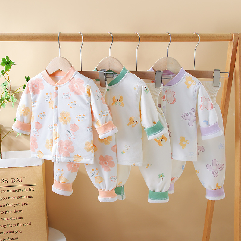 婴儿衣服夹棉秋冬棉袄套装儿童棉服婴儿家居服睡衣安阳婴童装拿货