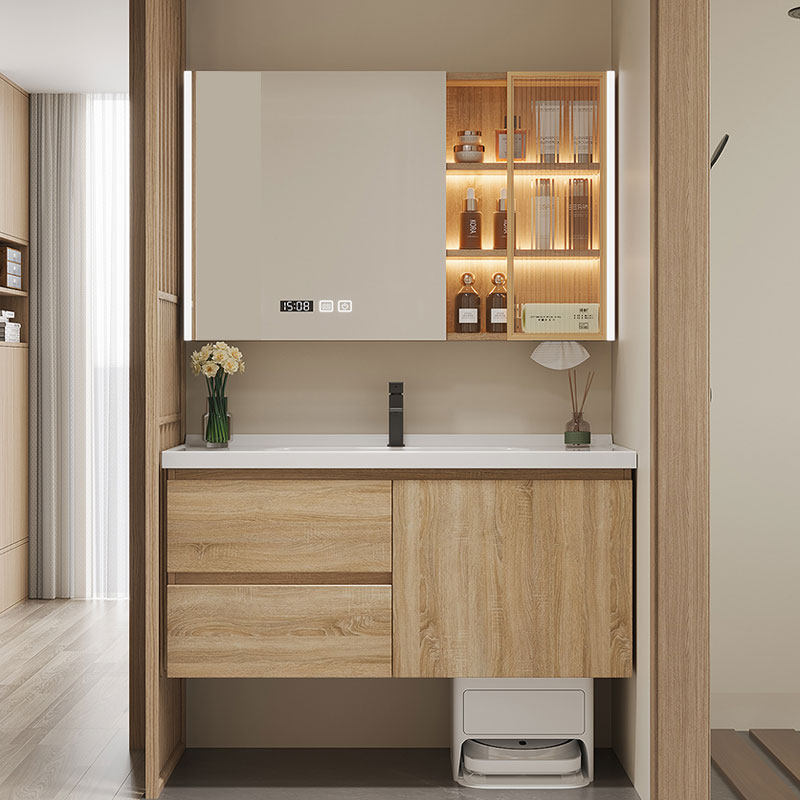 原木风扫地机基站收纳陶瓷一体浴室柜卫生间洗脸盆洗手盆柜洗漱台,家装主材,浴室柜组合,淘宝优惠券,粉丝福利购,淘宝优惠卷