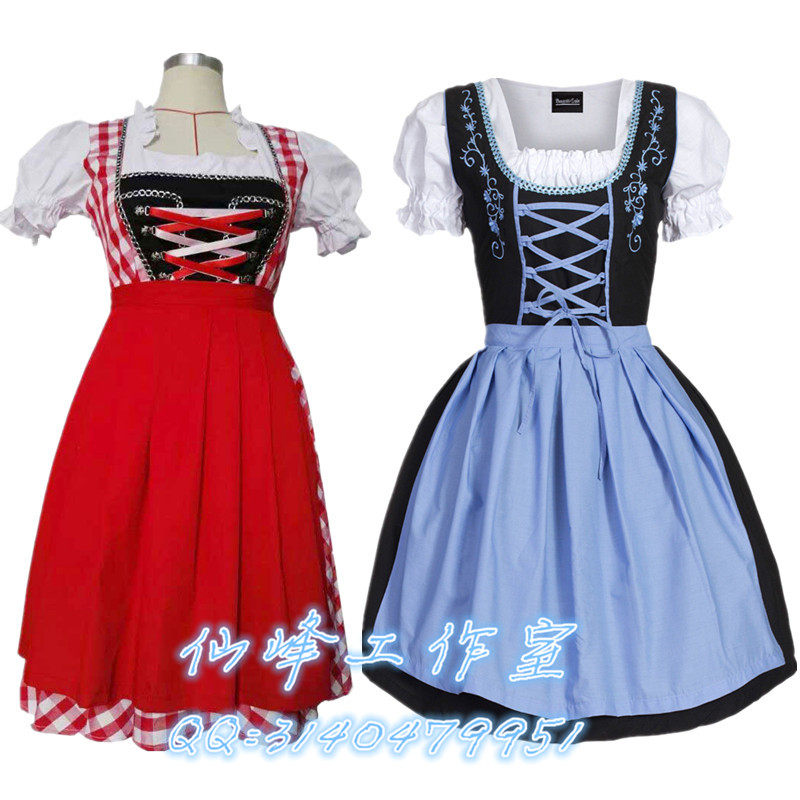 德国啤酒节演出服巴伐利亚民族传统女士啤酒服装酒吧酒娘服表演服