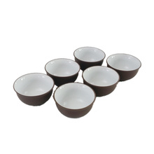 紫砂功夫小茶杯6杯纯色大陶瓷杯子1