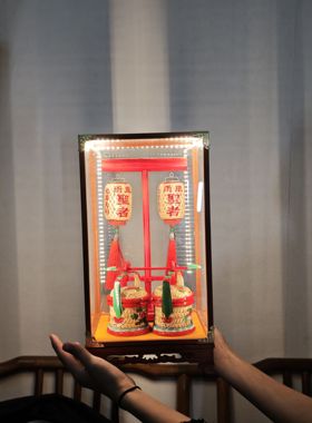 潮汕劳热竹编油纸灯笼神前摆件发光文创春节标旗中秋元宵送人