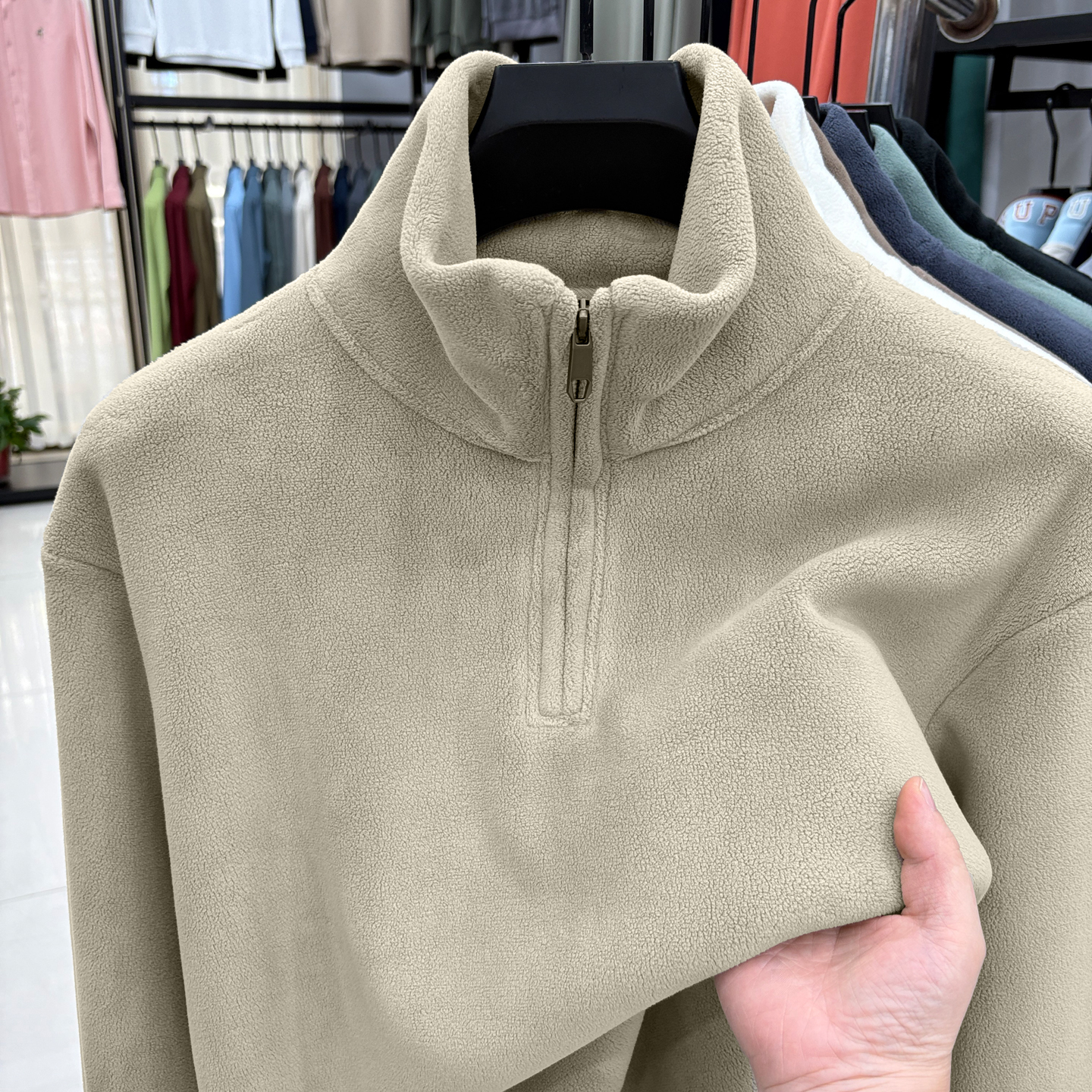 双面奥粒绒保暖立领卫衣加绒加厚