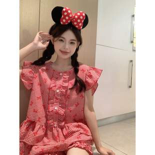 夏季韩版甜美学院风娃娃衫短袖短裤俏皮可爱夏季外穿家居服套睡衣