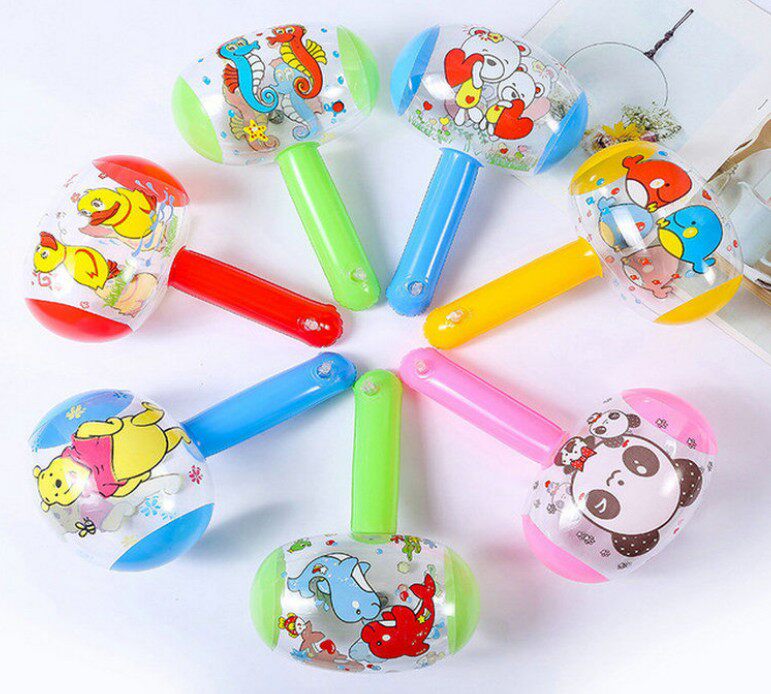 宝宝摇铃玩具儿童充气小榔头婴幼儿充气锤子捏会响带铃铛充气玩具