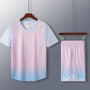 篮球服女生套装假两件大童女童球衣儿童运动速干训练女定制小学生