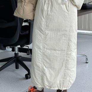 时髦宽松蓬松保暖长裙女 韩版 ManMans米白廓形羽绒半身裙冬季 新款