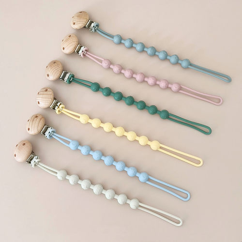 ins风安抚奶嘴链宝宝咬咬牙胶防掉带婴儿玩具挂绳夹子硅胶可啃咬