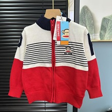 110-160秋冬新品男童拉链开衫毛衣儿童针织开衫外套百搭全棉线衣