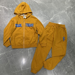 110-150秋冬新品男女童加绒运动卫衣套装纯棉不起球刺绣潮牌外穿