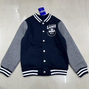 男童外套秋装2024新款中小童深蓝中长卫衣开衫拉绒儿童棒球服外套