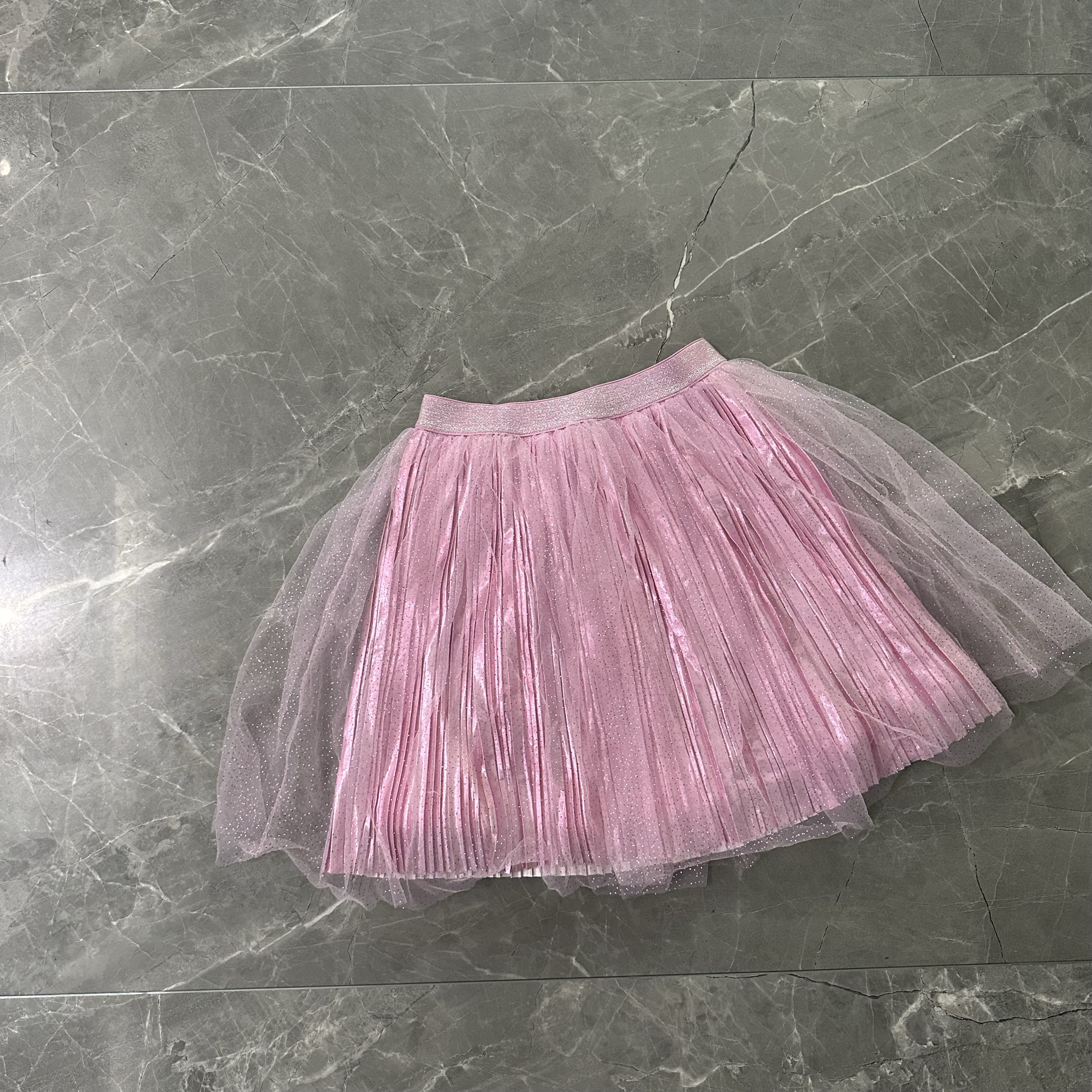 外贸元出口法单女宝宝中大童百褶裙半身裙粉色短裙淑女时尚气质潮